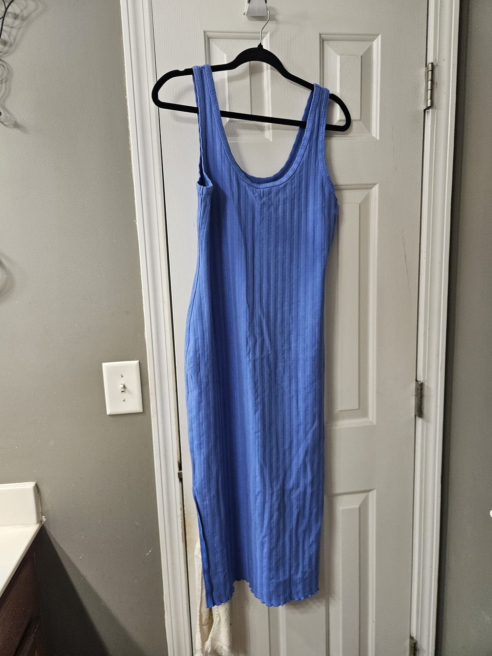Blue Ribbed Aerie Offline Tank Maxi Dress